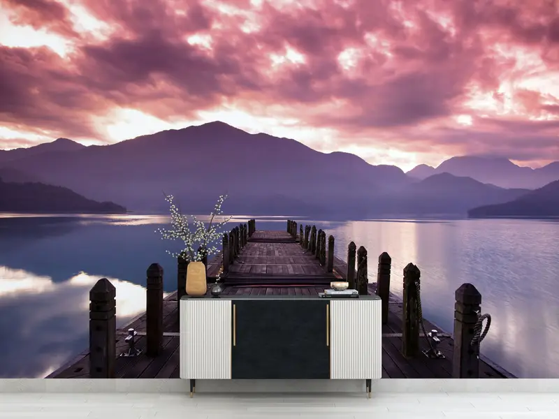 Sunset Wall Mural, Ocean Landscape Wall Print, View Wallpaper, Pink Clouds Wallpaper, Nature Landscape Wall Painting, Seascape Wall Paper, - 2