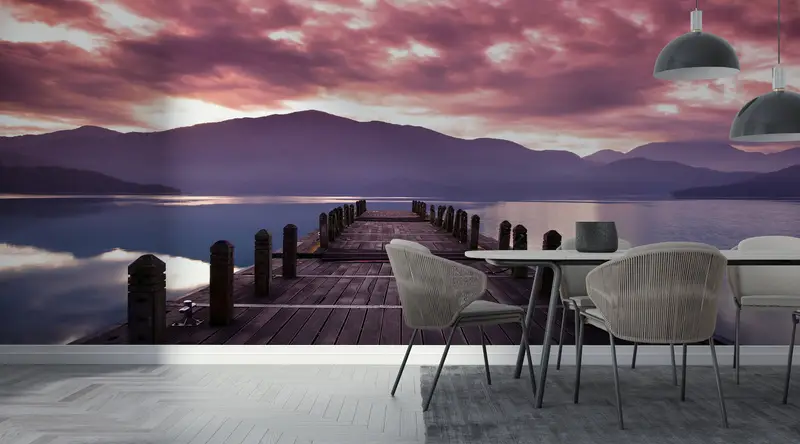 Sunset Wall Mural, Ocean Landscape Wall Print, View Wallpaper, Pink Clouds Wallpaper, Nature Landscape Wall Painting, Seascape Wall Paper, - 3