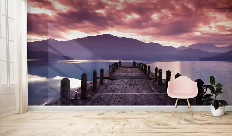 Sunset Wall Mural, Ocean Landscape Wall Print, View Wallpaper, Pink Clouds Wallpaper, Nature Landscape Wall Painting, Seascape Wall Paper, - 8