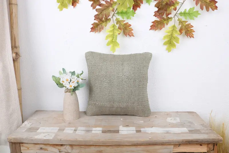 Handwoven Pillow Sham, Handmade Kilim Cushion, Throw Kilim Pillow, 12x12 Brown Cushion, Rustic Pillow, Kilim Pillow, Pillow Case - 1