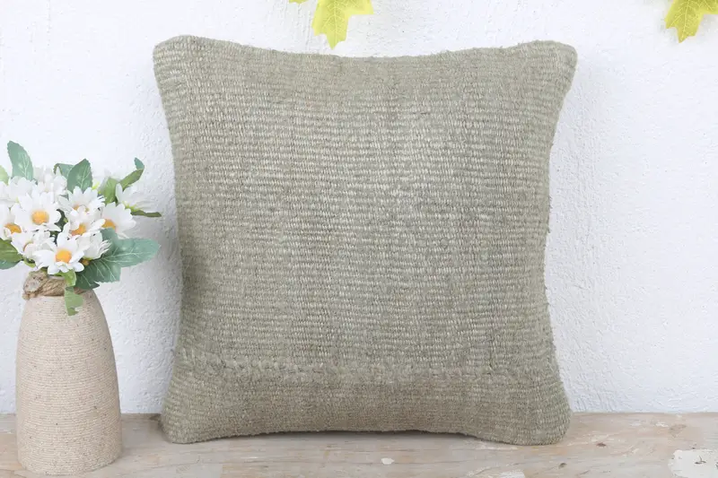 Handwoven Pillow Sham, Handmade Kilim Cushion, Throw Kilim Pillow, 12x12 Brown Cushion, Rustic Pillow, Kilim Pillow, Pillow Case - 2
