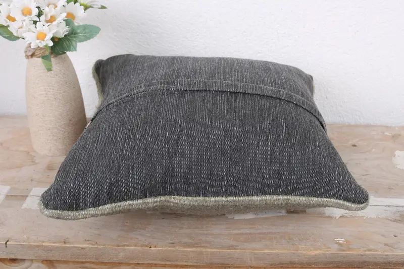 Handwoven Pillow Sham, Handmade Kilim Cushion, Throw Kilim Pillow, 12x12 Brown Cushion, Rustic Pillow, Kilim Pillow, Pillow Case - 7