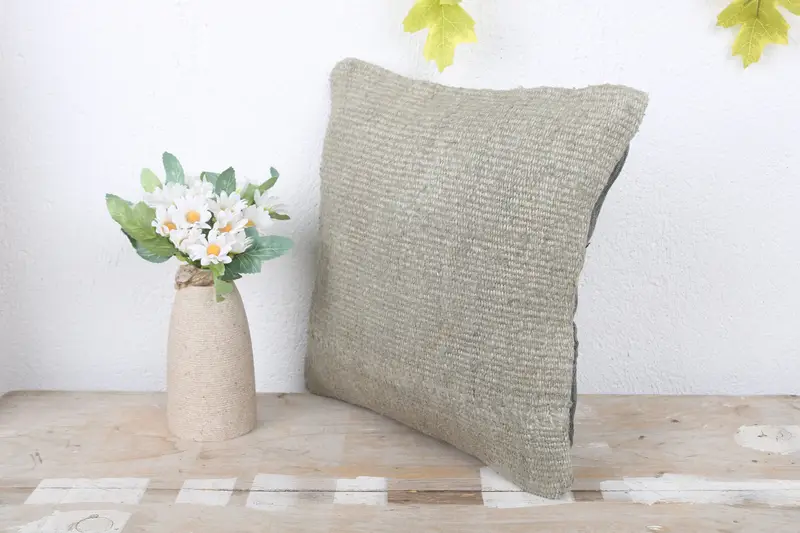 Handwoven Pillow Sham, Handmade Kilim Cushion, Throw Kilim Pillow, 12x12 Brown Cushion, Rustic Pillow, Kilim Pillow, Pillow Case - 4