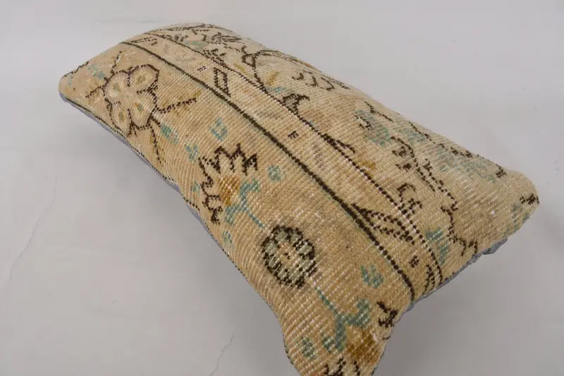 Indoor Cushion Case, Vintage Kilim Pillow, Handmade Cushion Case, Kilim Pillow, Handmade Kilim Cushion, Pillow Case, 12x24 Beige Pillow - 6