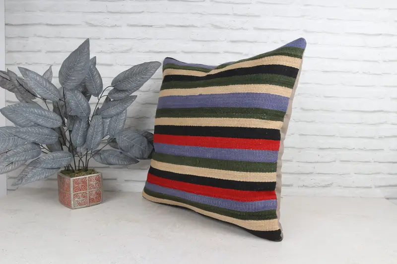 Home Decor Pillow, Handwoven Pillow Cover Cushion, 24x24 Red Pillow Case, Turkish Kilim Pillow, Gift Pillow, Cushion Case, Lounge Throw Pillow Cover - 5