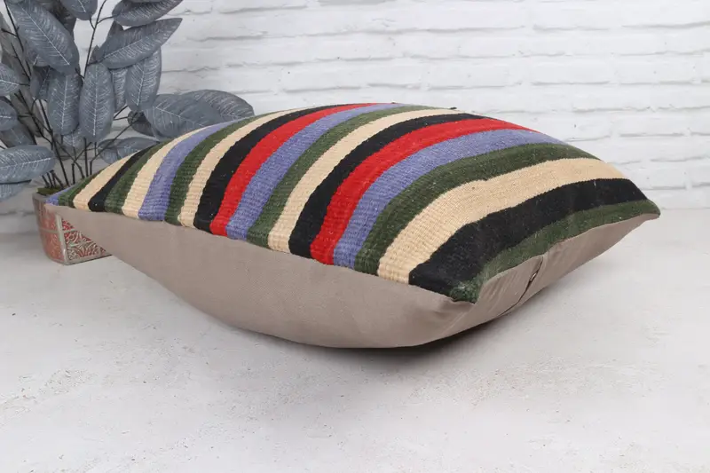 Home Decor Pillow, Handwoven Pillow Cover Cushion, 24x24 Red Pillow Case, Turkish Kilim Pillow, Gift Pillow, Cushion Case, Lounge Throw Pillow Cover - 7