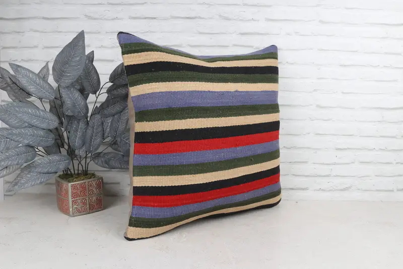 Home Decor Pillow, Handwoven Pillow Cover Cushion, 24x24 Red Pillow Case, Turkish Kilim Pillow, Gift Pillow, Cushion Case, Lounge Throw Pillow Cover - 4