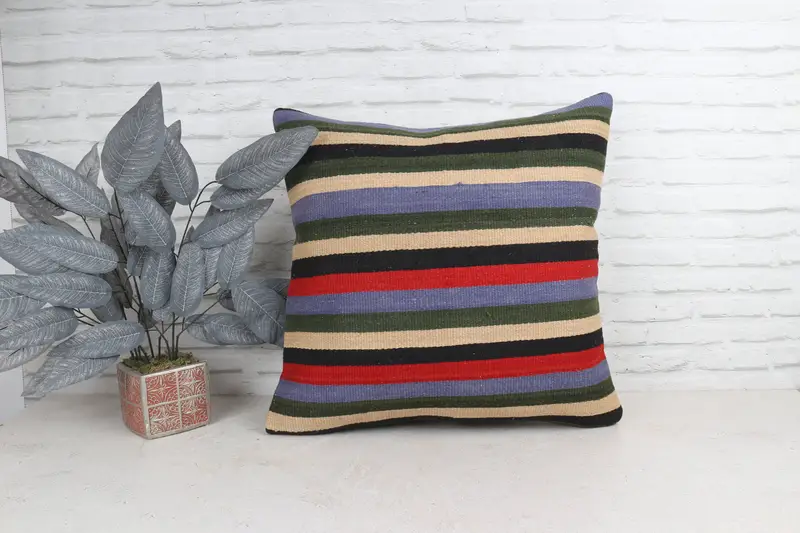 Home Decor Pillow, Handwoven Pillow Cover Cushion, 24x24 Red Pillow Case, Turkish Kilim Pillow, Gift Pillow, Cushion Case, Lounge Throw Pillow Cover - 1