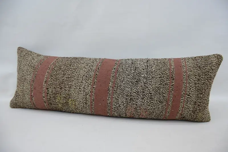 Vintage Kilim Pillow, Office Chair Pillow, Pillow Sham, Handmade Kilim Cushion, 12x36 Beige Cushion Case, Kilim Pillow Cover - 5