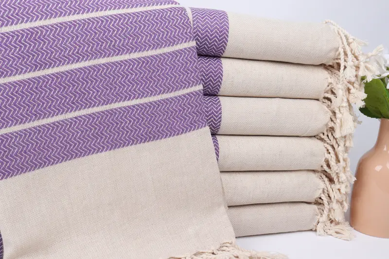 Toallas turcas de playa, algodón turco con monograma, color lila, 40 x 67 pulgadas