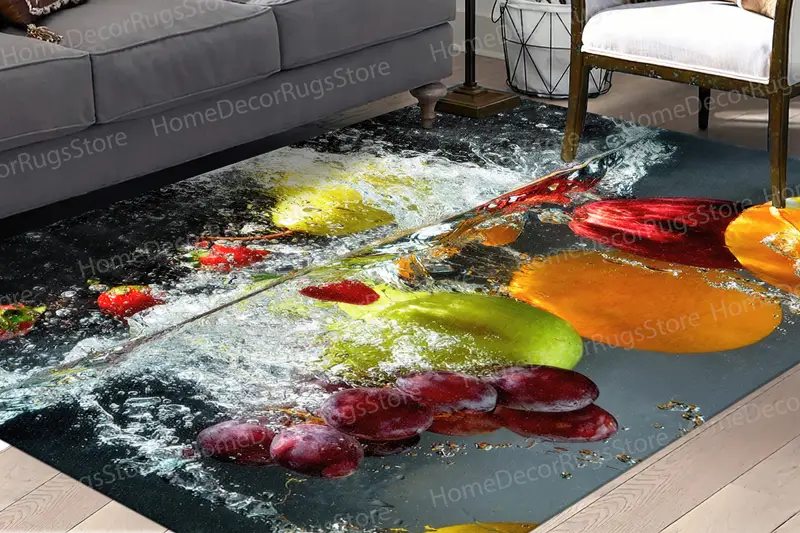 Meyve Sıçratma Baskılı Halı: Canlı Mutfak Dekorunun Temeli