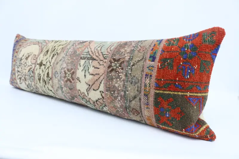 Turkish Kilim Pillow, Pillow Case, Throw Kilim Pillow, Vintage Kilim Throw Pillow, 16x48 White Pillow Sham, Aesthetic Cushion Cover - 4