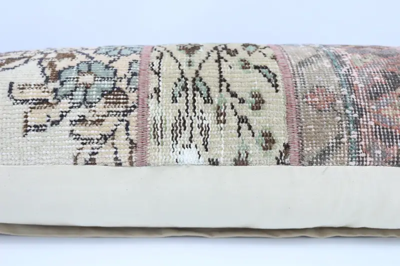 Turkish Kilim Pillow, Pillow Case, Throw Kilim Pillow, Vintage Kilim Throw Pillow, 16x48 White Pillow Sham, Aesthetic Cushion Cover - 5