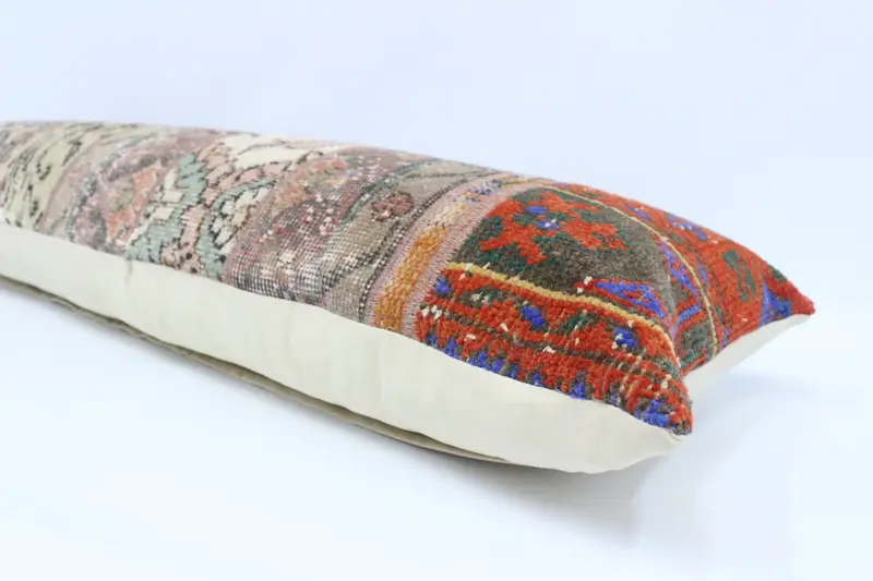 Turkish Kilim Pillow, Pillow Case, Throw Kilim Pillow, Vintage Kilim Throw Pillow, 16x48 White Pillow Sham, Aesthetic Cushion Cover - 6