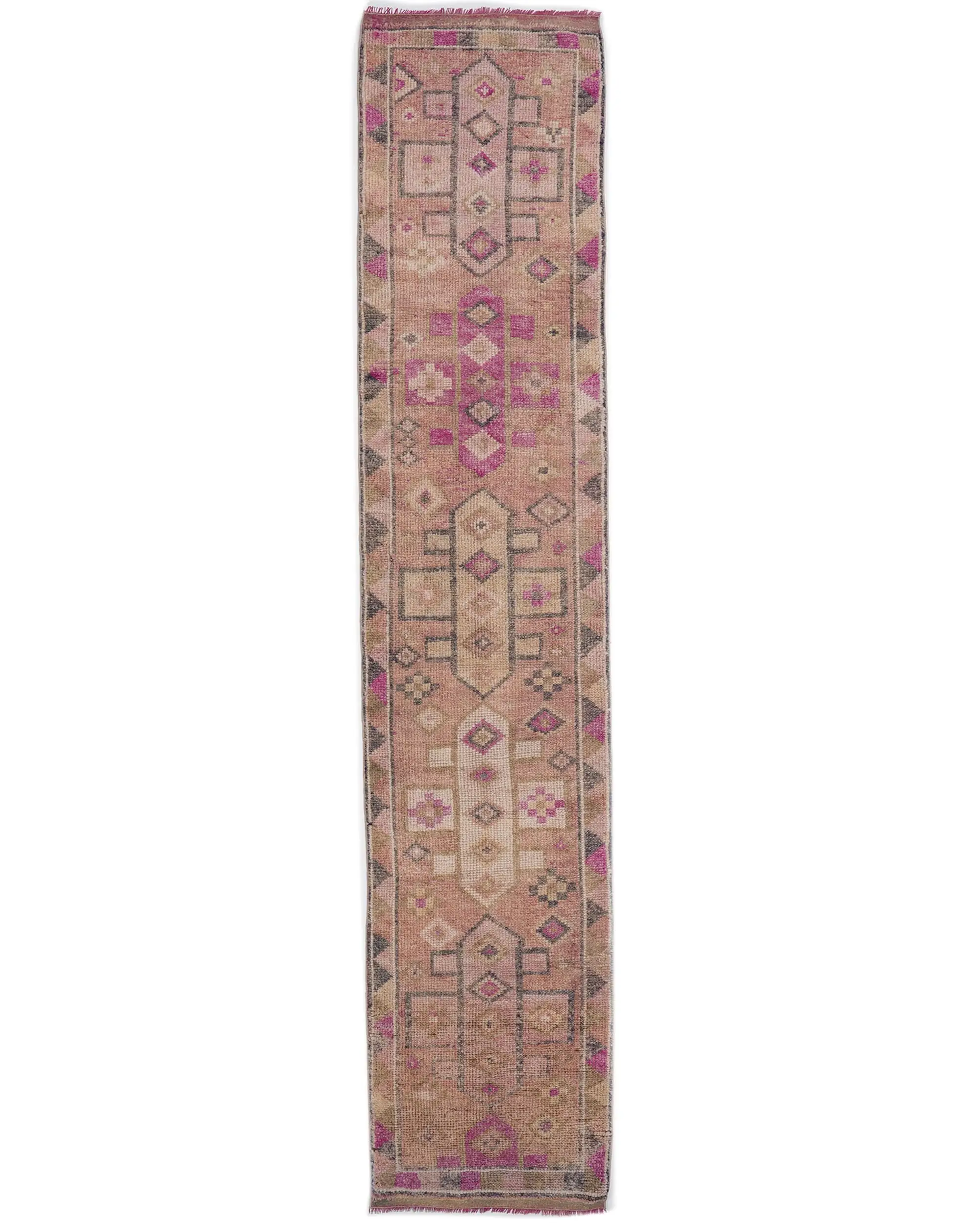 Vintage 2,5x11,9 ft Teppich, türkischer Herki-Teppich, brauner marokkanischer Teppich aus Wolle - 1