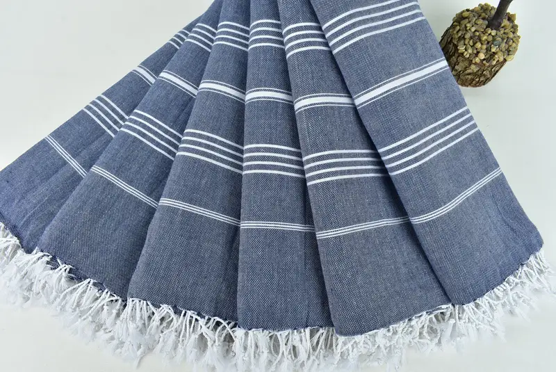 Turkish Blanket, Turkish Towel Beach Blanket, Personalized Gifts, Housewarming Gift, 96x80 Cotton Striped Towel, Throw Blankets for Couch - 4