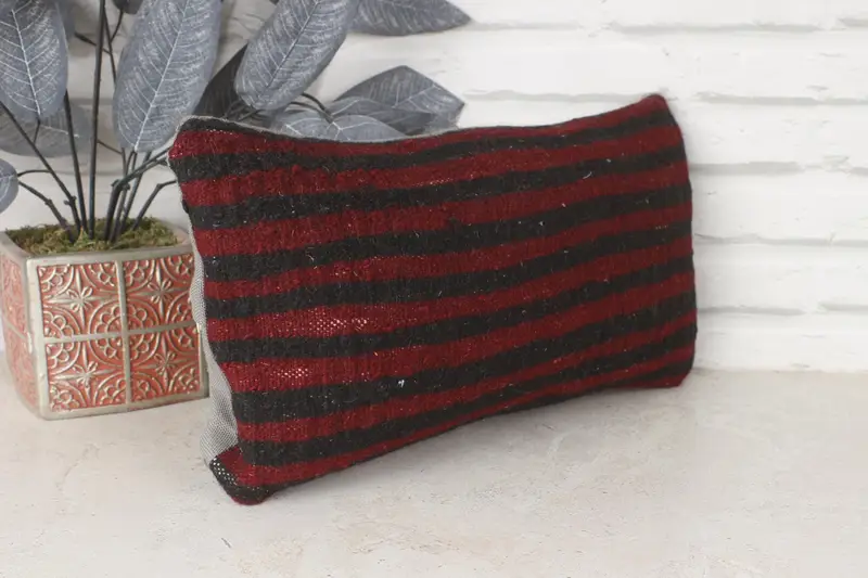 Pillow, Designer Throw Cushion, 8x16 Red Cushion Cover, Colorful Pillow, Ethnical Kilim Rug Pillow, Interior Designer Pillow, Turkish Pillow - 4