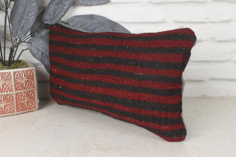 Pillow, Designer Throw Cushion, 8x16 Red Cushion Cover, Colorful Pillow, Ethnical Kilim Rug Pillow, Interior Designer Pillow, Turkish Pillow - 3
