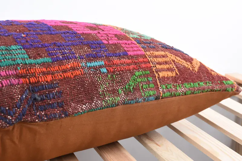 Morroccon Kilim Cushion Pillow Cover, Pillow Cover, Pillow for Couch, 16x36 Green Cushion Cover, Ethnical Kilim Rug Pillow, Handmade Kilim Cushion - 3