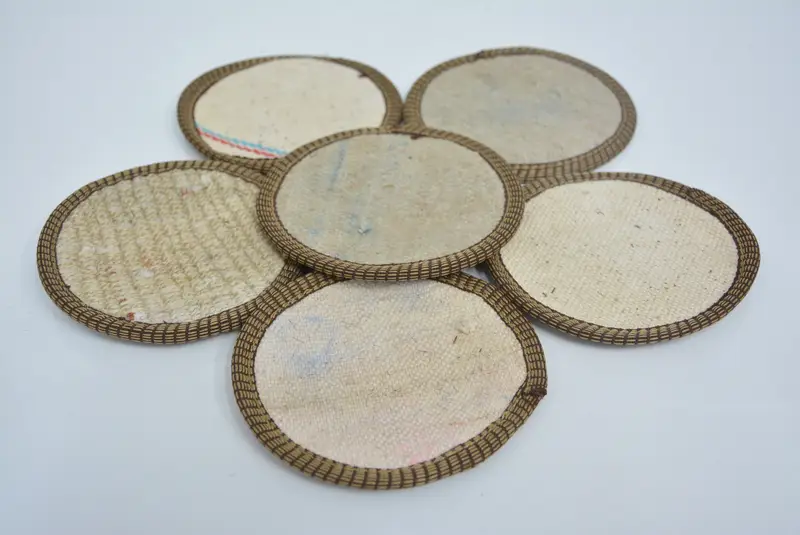 Posavasos redondo bohemio, posavasos bohemio blanco y beige