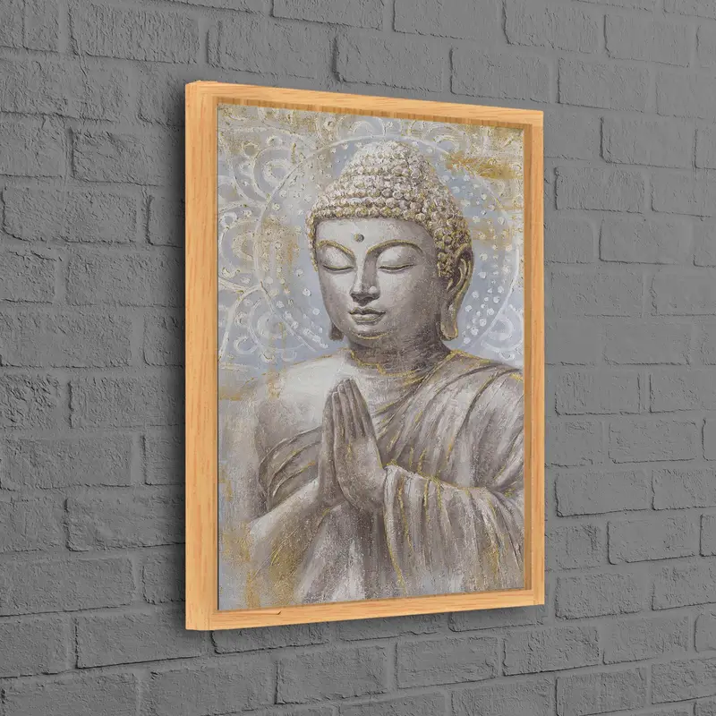 エレガントな仏教キャンバスプリント：一筆一筆に静けさを