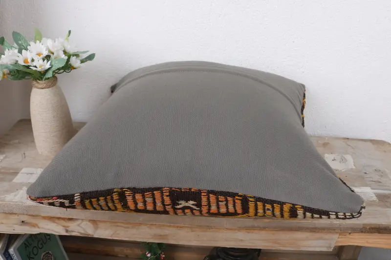 Boho Chic Cushion Case, Pillow Sham, Pet Cushion, Vintage Kilim Throw Pillow, Interior Designer Pillow, Kilim Pillow Cover, 16x16 Brown Pillow Case - 7