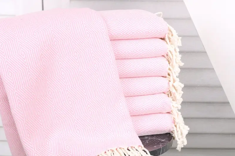 Personalized Beach Towel Monogram Pink Cotton, 40x74 Inches