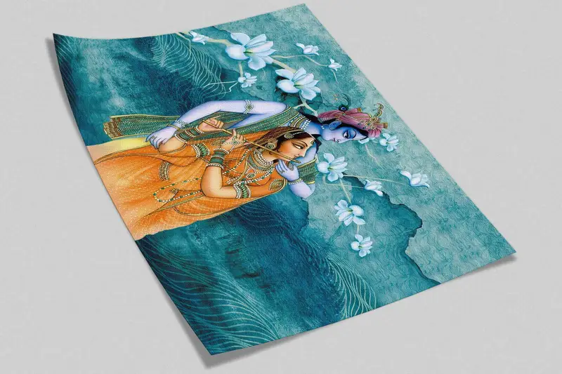 Reproduction Mural, Hindu Gift Wall Mural, 3D Wall Paper, Radha Krishna Hindu Couple Paper Art, Hindu Wall Poster, Patterns And How To, - 8