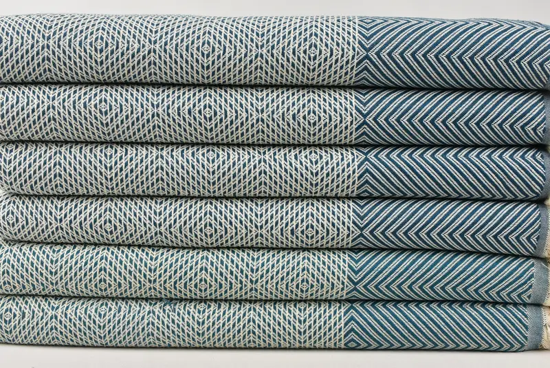 Organic Throw, 92x80 Cotton Diamond Towel, Wedding Hand Made Gift, Woven Throw Blanket, Monogram Blanket, Personalized Gifts, Christmas Gift Blanket - 2