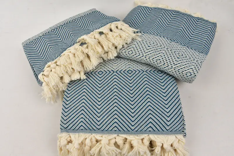 Organic Throw, 92x80 Cotton Diamond Towel, Wedding Hand Made Gift, Woven Throw Blanket, Monogram Blanket, Personalized Gifts, Christmas Gift Blanket - 6