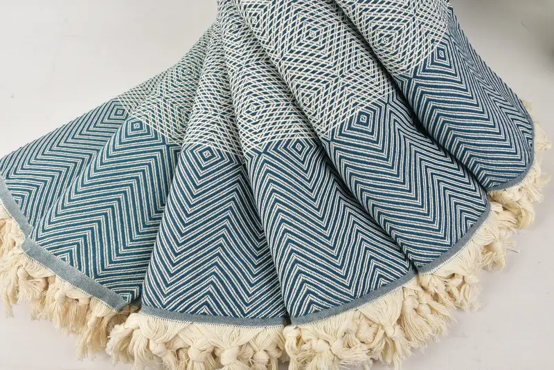 Organic Throw, 92x80 Cotton Diamond Towel, Wedding Hand Made Gift, Woven Throw Blanket, Monogram Blanket, Personalized Gifts, Christmas Gift Blanket - 4