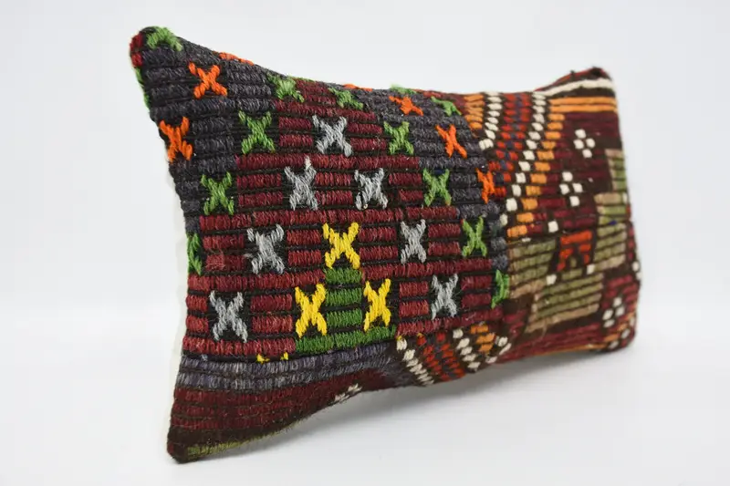 Pillow, Home Decor Pillow, Turkish Bench Pillow, Cotton Pillow Cover, Handmade Kilim Cushion, Kilim Pillow, 12x20 Red Cushion Cover - 3