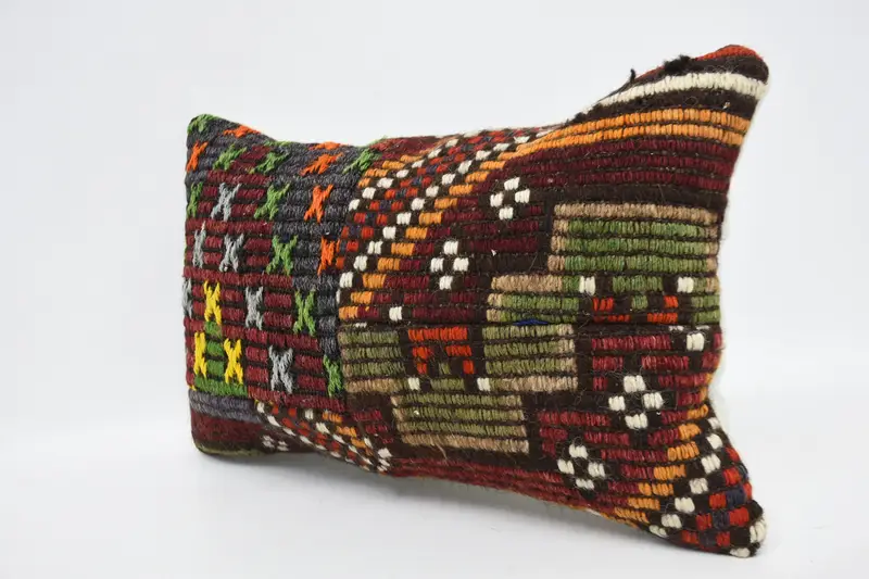 Pillow, Home Decor Pillow, Turkish Bench Pillow, Cotton Pillow Cover, Handmade Kilim Cushion, Kilim Pillow, 12x20 Red Cushion Cover - 4