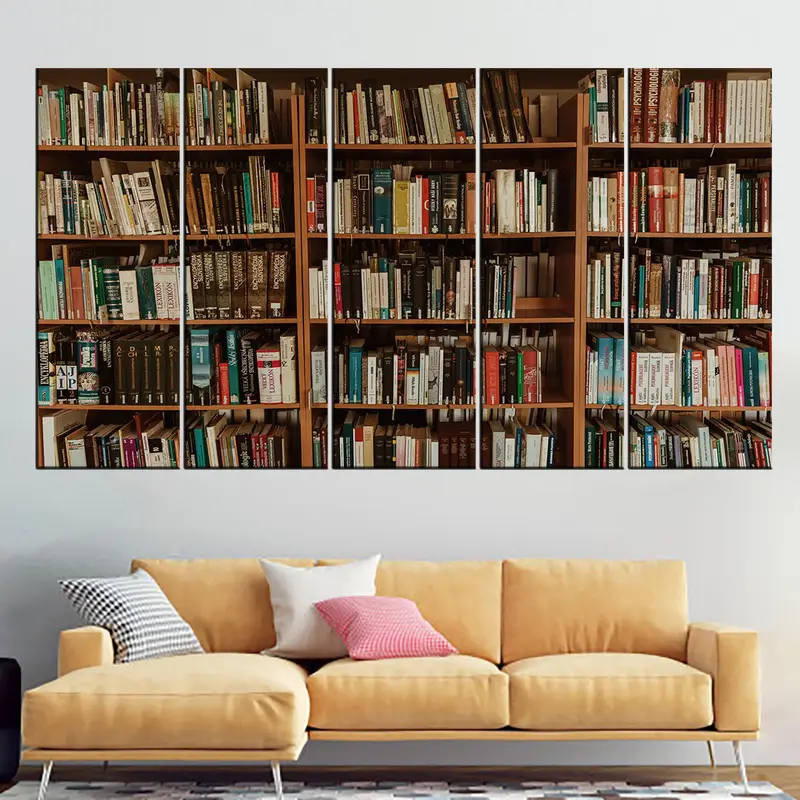 Kütüphane duvar sanatı, kütüphane tuval, fotoğraf kitapları baskı, fotoğraf kitapları sanat, duvar baskısı tuval, fotoğraf kitapları, kitap tuval, çerçeveli sanat, kütüphane sanatı - 4