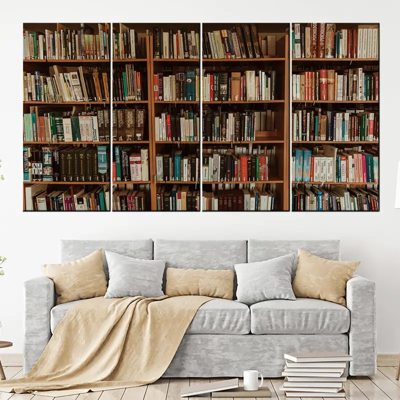 Kütüphane duvar sanatı, kütüphane tuval, fotoğraf kitapları baskı, fotoğraf kitapları sanat, duvar baskısı tuval, fotoğraf kitapları, kitap tuval, çerçeveli sanat, kütüphane sanatı - 1