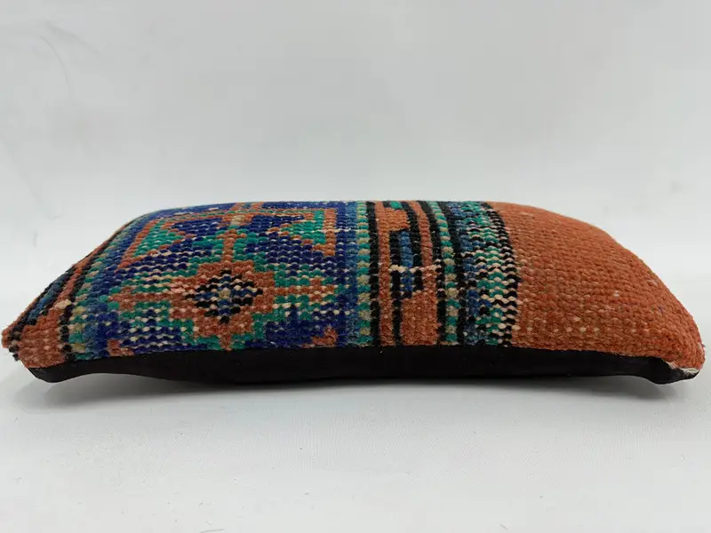 Outdoor Throw Pillow, Kilim Cushion Sham, Vintage Pillow, 8x16 Blue Pillow Case, Pillow Case, Kilim Pillow Cover - 5