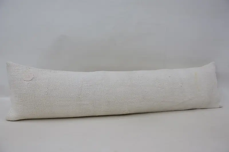 Cushion Case, Handmade Kilim Cushion, Ottoman Pillow, Kilim Pillow, Pattern Throw Cushion, 12x48 White Pillow Case, Ethnical Kilim Rug Pillow - 3