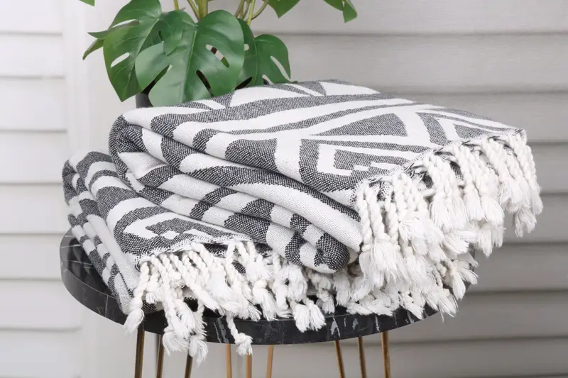 Monogrammed Beach Towel, Handmade Gift, Luxury towel, Peshtemal Towel USA, 70x40 Cotton Geometric Towel, Custom Wedding Gifts, Holiday Towel - 4