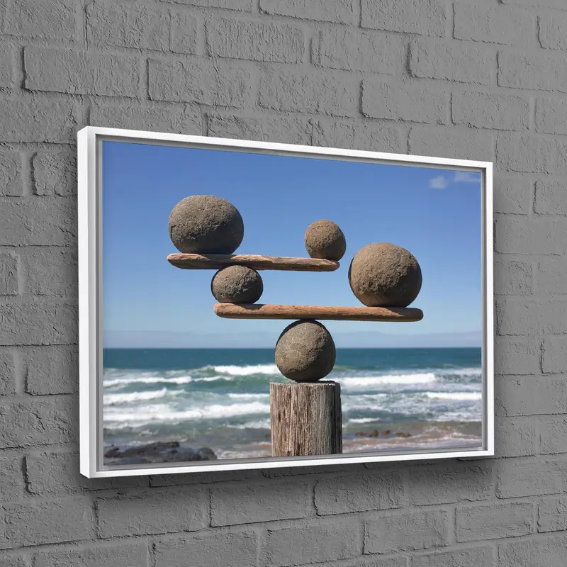 Lienzo de meditación moderno: eleva tu oficina con Stones Balance Art