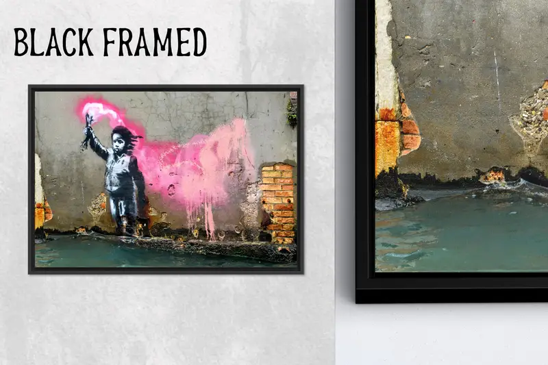 移民の子供のバンクシー キャンバス: グラフィティ ストリート アート プリント