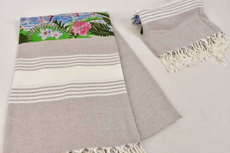 Turkish beach towel, 70x40 Cotton Summer Print Striped Towel, Wedding Favors, Embroidery Towels, Sand-Resistant Peshtemal, Lightweight Turkish towel - 7