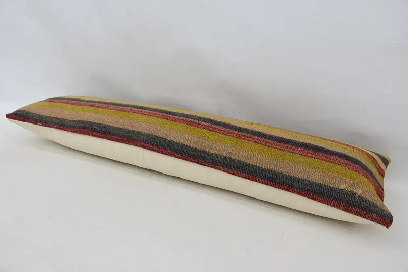 Morroccon Kilim Cushion Cushion Case, Interior Designer Pillow, Handwoven Pillow Cover, Cushion, Boho Pillow, 12x48 Red Cushion, Turkish Pillow - 6