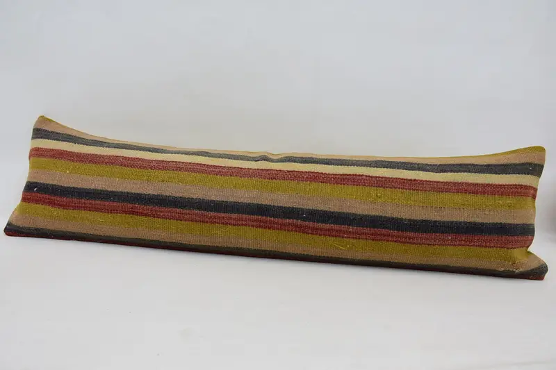 Morroccon Kilim Cushion Cushion Case, Interior Designer Pillow, Handwoven Pillow Cover, Cushion, Boho Pillow, 12x48 Red Cushion, Turkish Pillow - 5