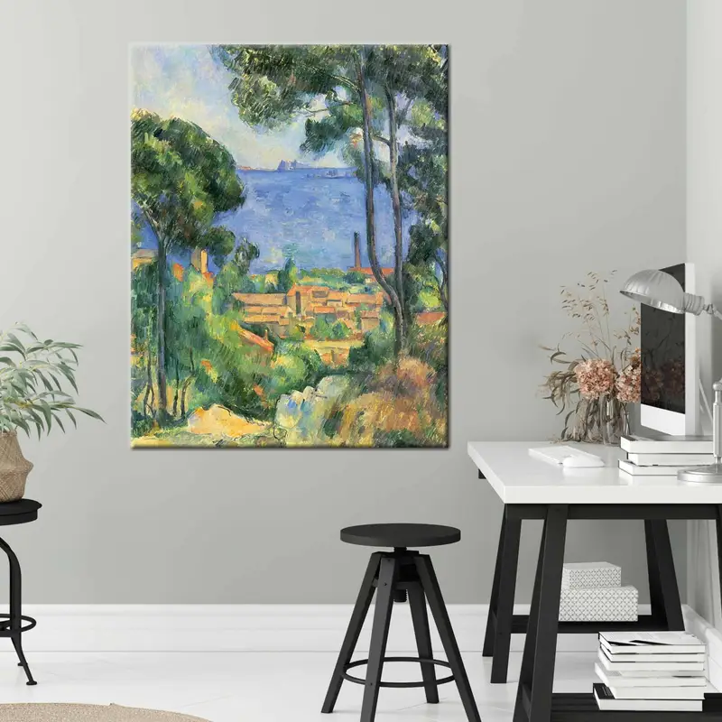 View of L'Estaque, Paul Cezanne, Cezanne Painting, Landscape Painting, Famous Table, Vintage Wall Art, Famous Wall Art, Oil Painting Print, - 5