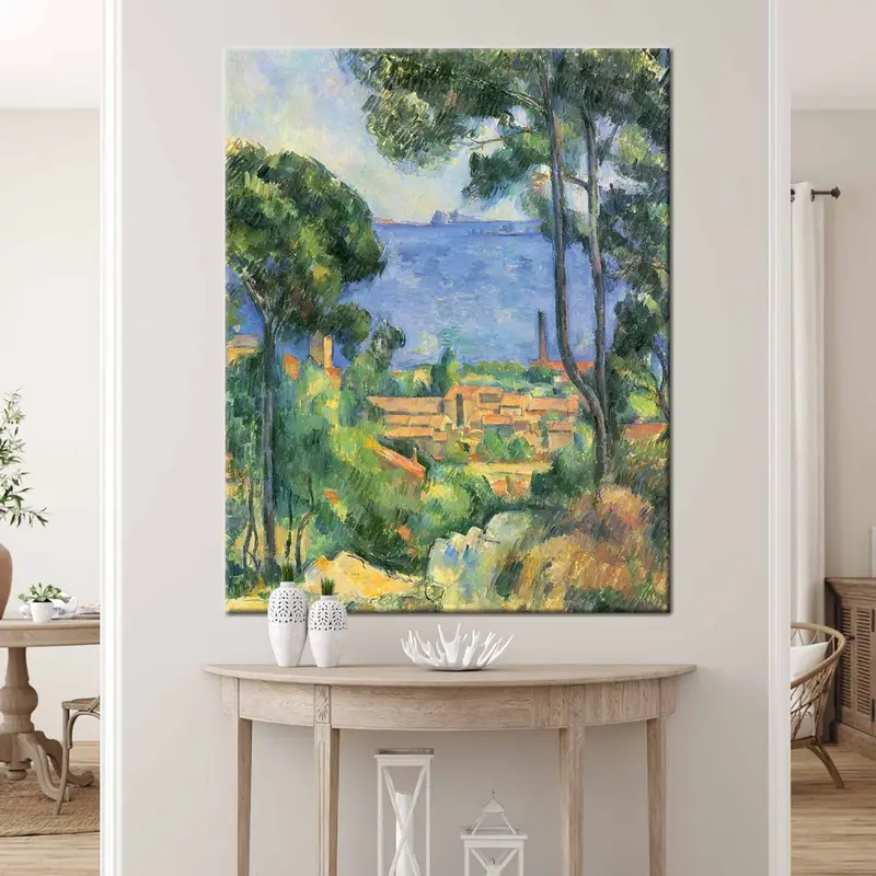 View of L'Estaque, Paul Cezanne, Cezanne Painting, Landscape Painting, Famous Table, Vintage Wall Art, Famous Wall Art, Oil Painting Print, - 3