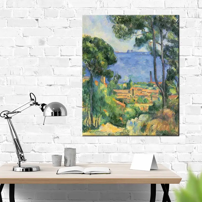 View of L'Estaque, Paul Cezanne, Cezanne Painting, Landscape Painting, Famous Table, Vintage Wall Art, Famous Wall Art, Oil Painting Print, - 1