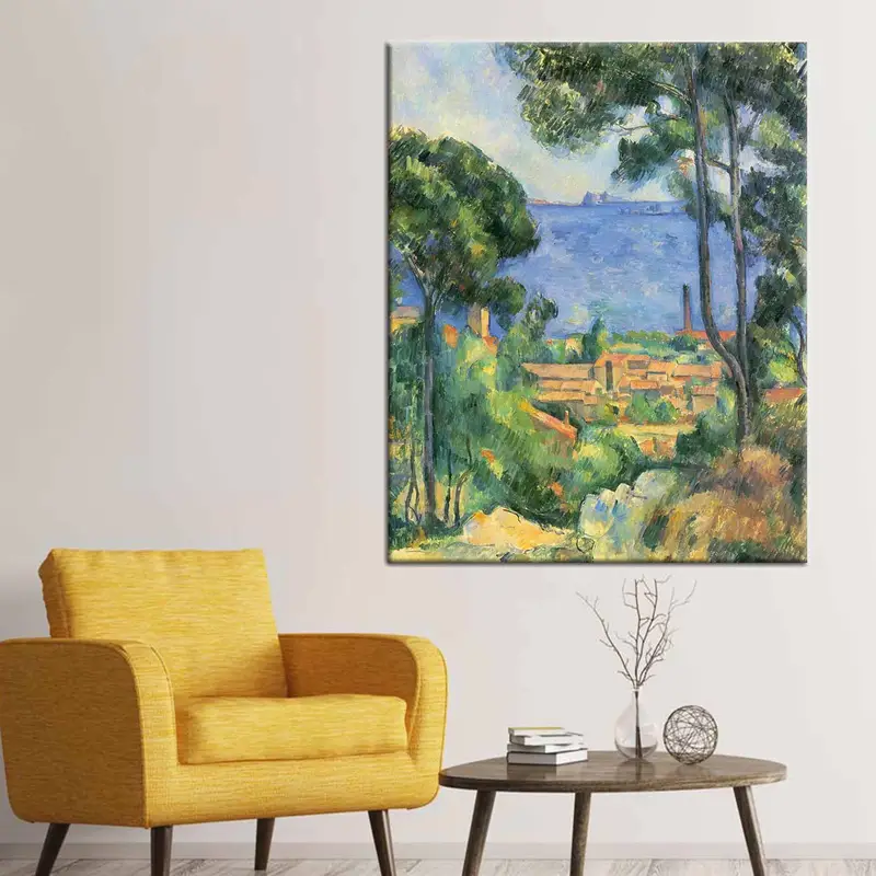 View of L'Estaque, Paul Cezanne, Cezanne Painting, Landscape Painting, Famous Table, Vintage Wall Art, Famous Wall Art, Oil Painting Print, - 4