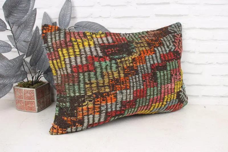 Throw Kilim Pillow, 16x24 Red Cushion Case, Handmade Throw Pillow Sham, Home Decor Pillow, Handmade Kilim Cushion, Pillow Sham - 3