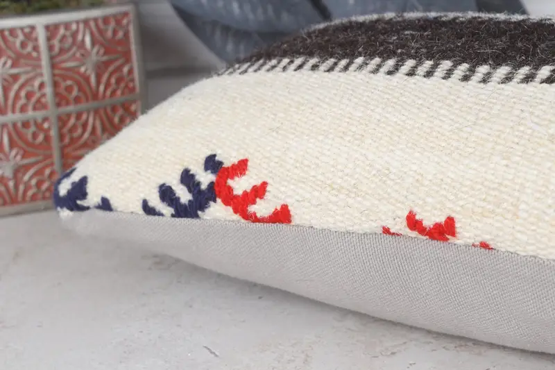Ethnical Kilim Rug Pillow, Customized Cushion Cover, Pillow Cover, Vintage Pillow Cover, 8x16 Beige Pillow Case, Kilim Cushion Sham, Antique Pillows - 7