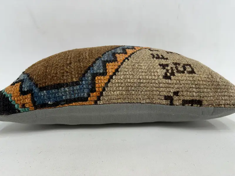 Pillow, 12x20 Brown Cushion, Ethnical Kilim Rug Pillow, Chair Pillow Sham, Turkish Pillow, Vintage Kilim Throw Pillow - 5